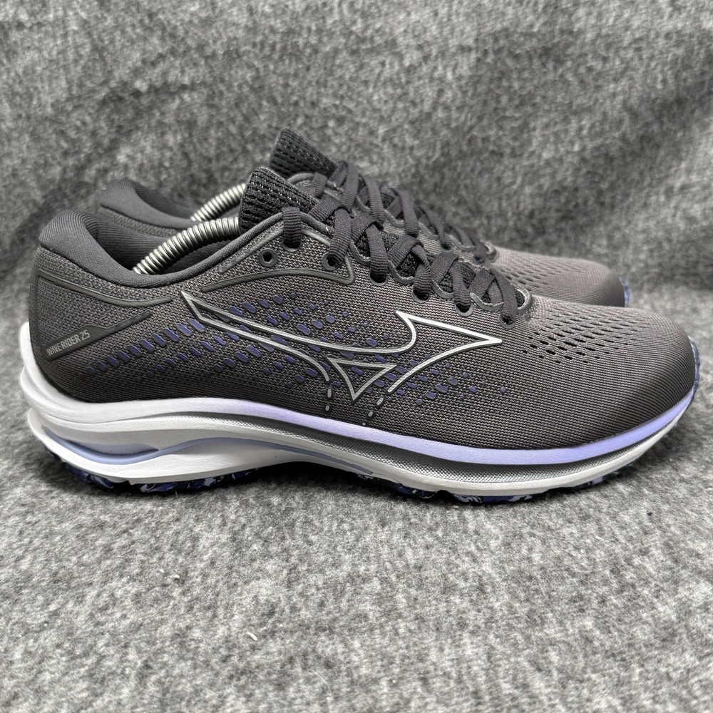 Mizuno Wave Rider 25 Womens 8 Grey Black Purple Mesh New No Box Running Shoe